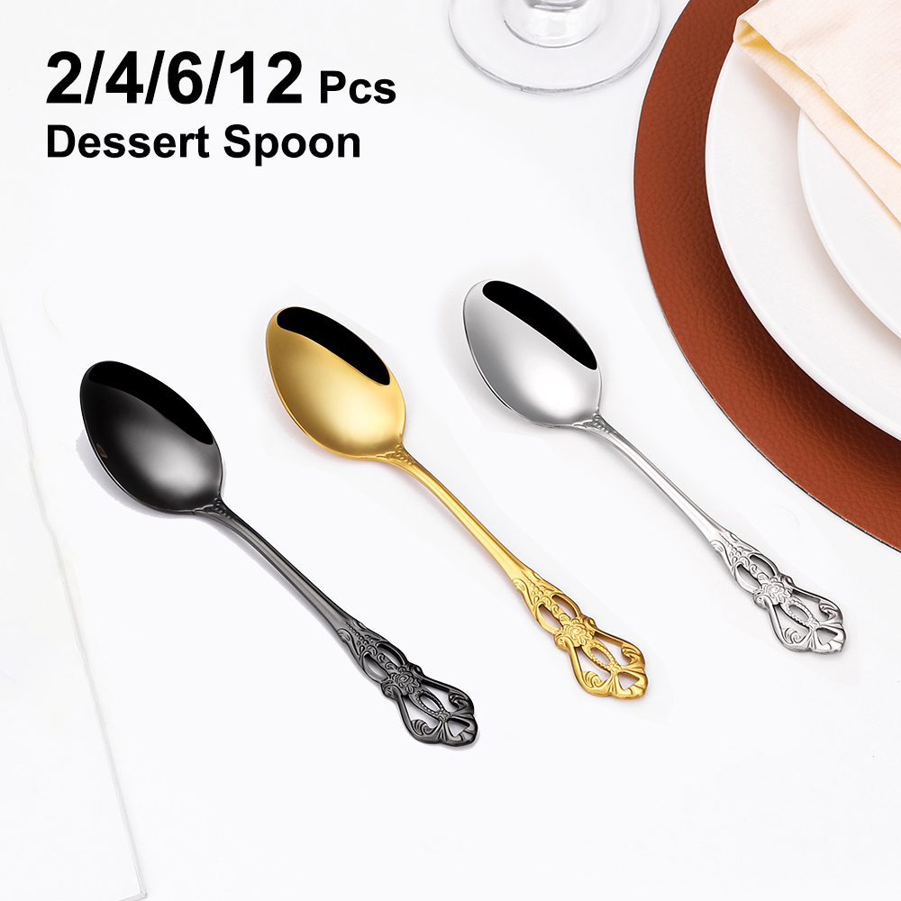 Gold Cutlery Flatware - ملاعق حلوى ذهبية ، أدوات مائدة